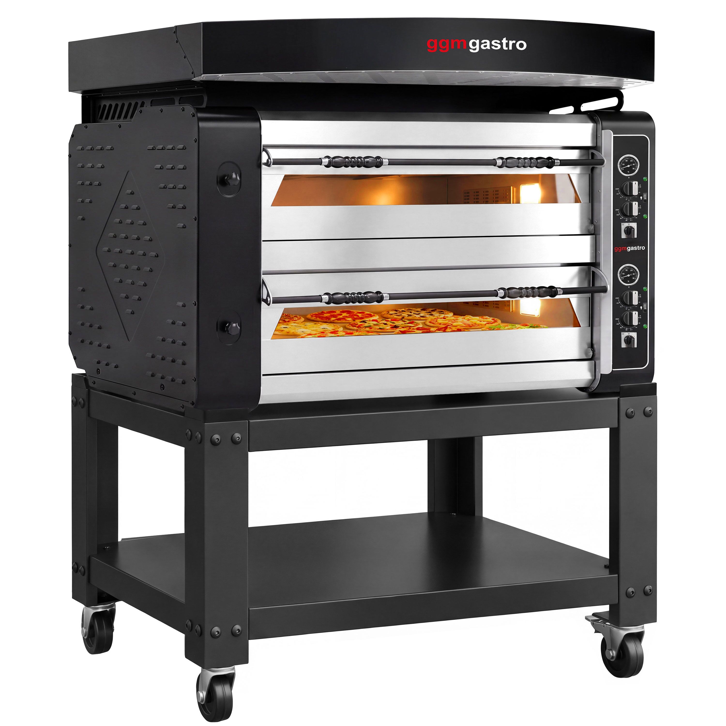 Piec do pizzy – elektryczny – 9+9x 35 cm – manualny – z okapem i podstawą