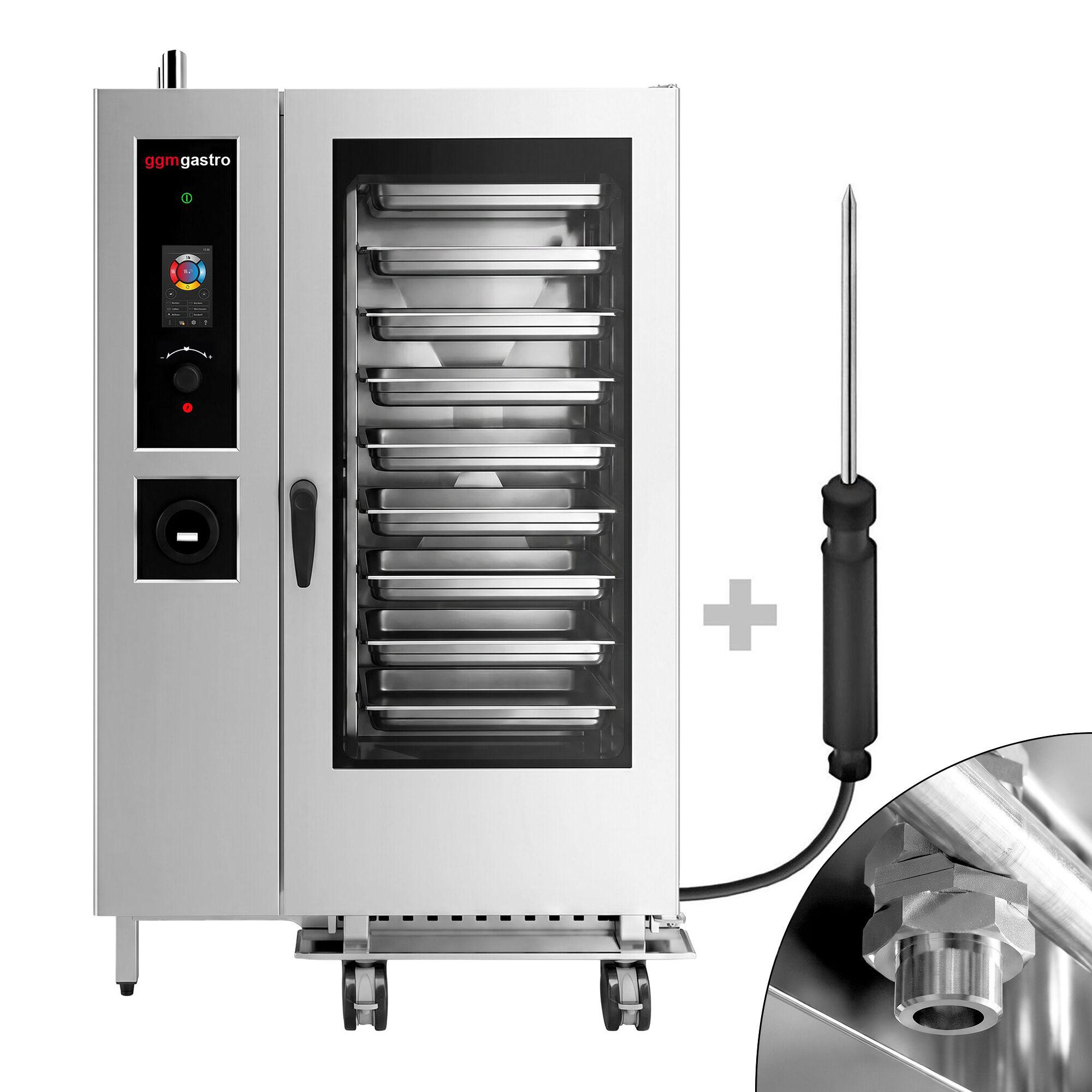 Commercial Electric Combi Oven – Touch Control – 40 × GN 1/1 – with Automatic Cleaning System, Core Temperature Probe, Boiler, Rack