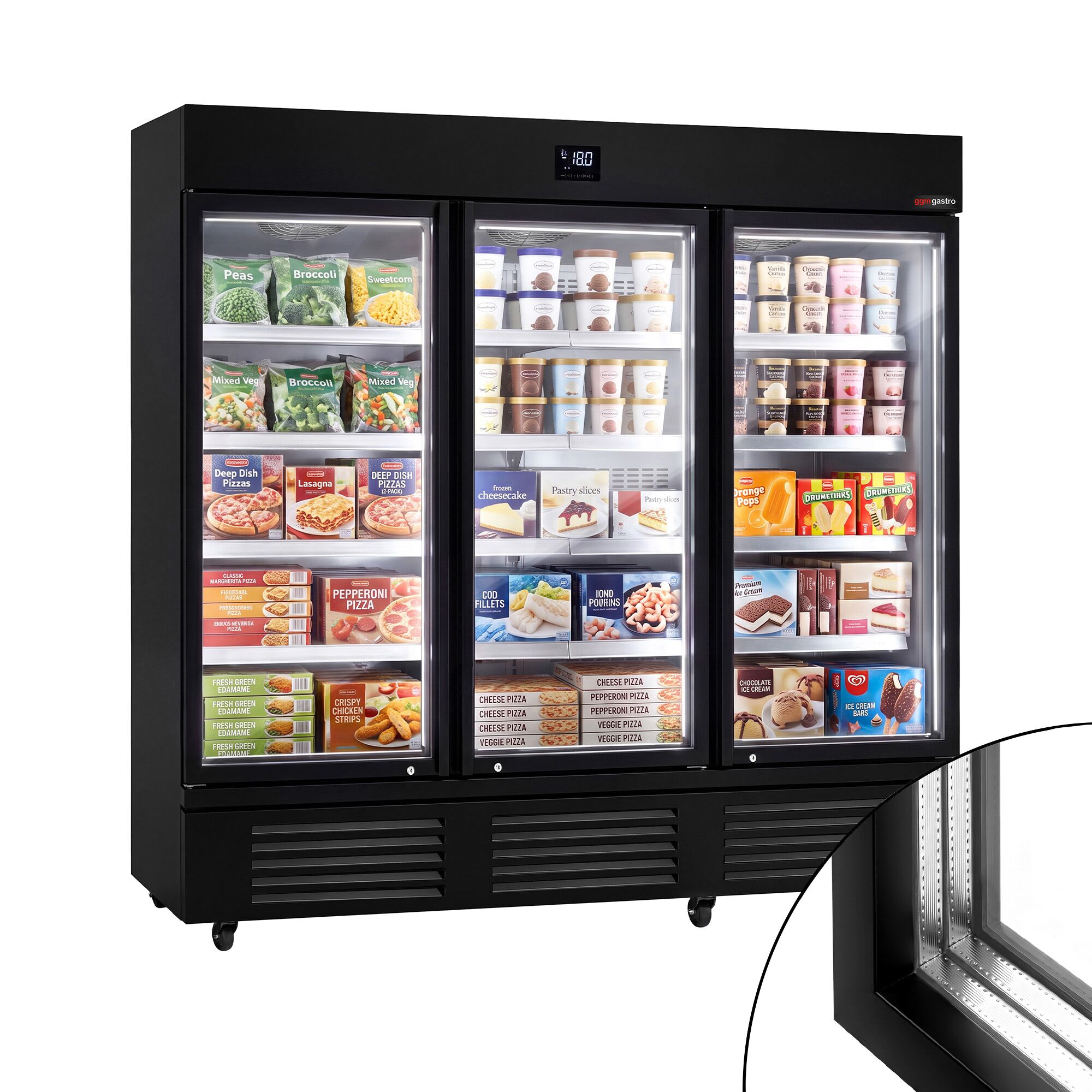 Wall-mounted deep-freeze cabinet – 2081mm – with 8 shelves – with triple glazing