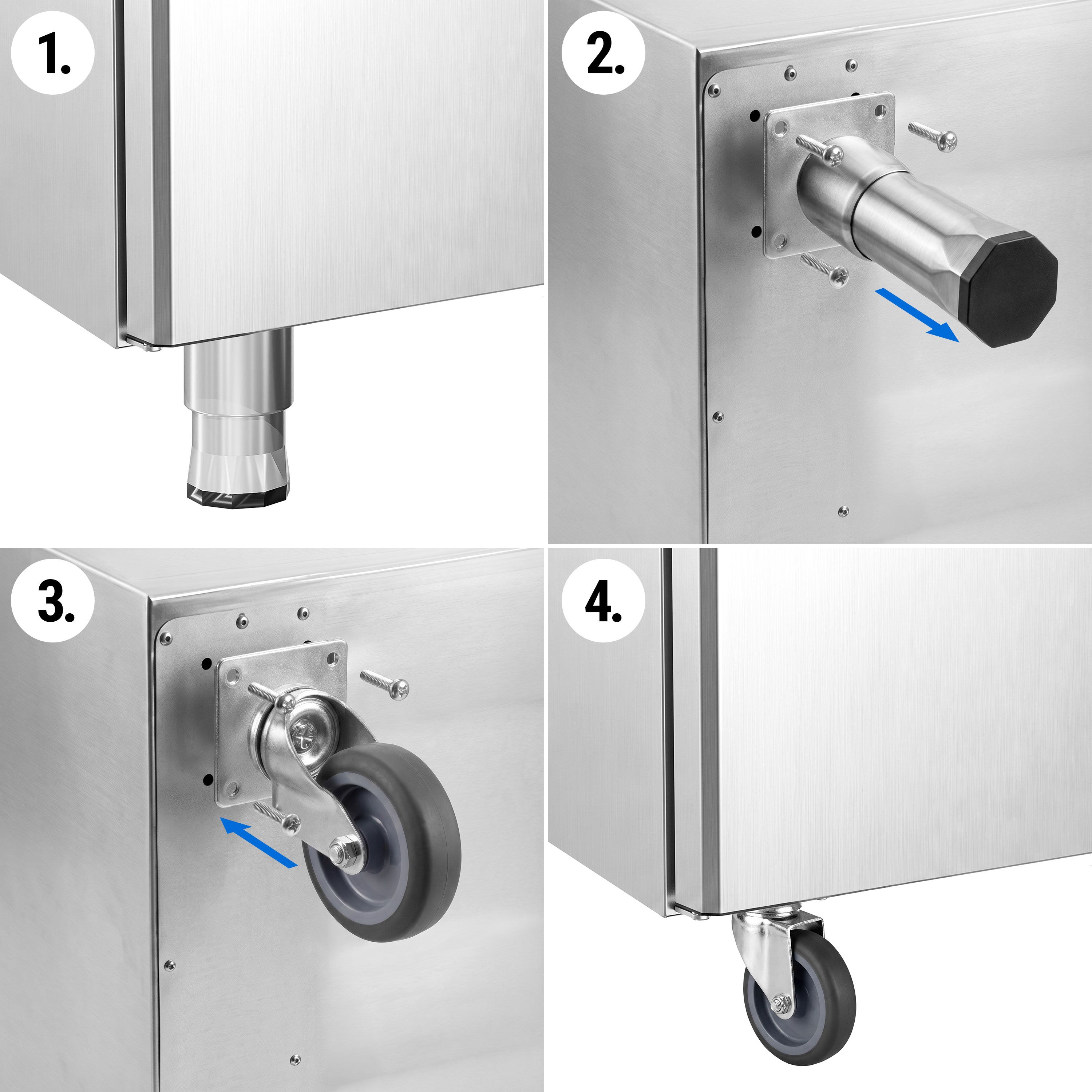 Commercial Upright Freezer Stainless steel PREMIUM - GN 2/1 - 700L - with 1 glass door & 2 drawers