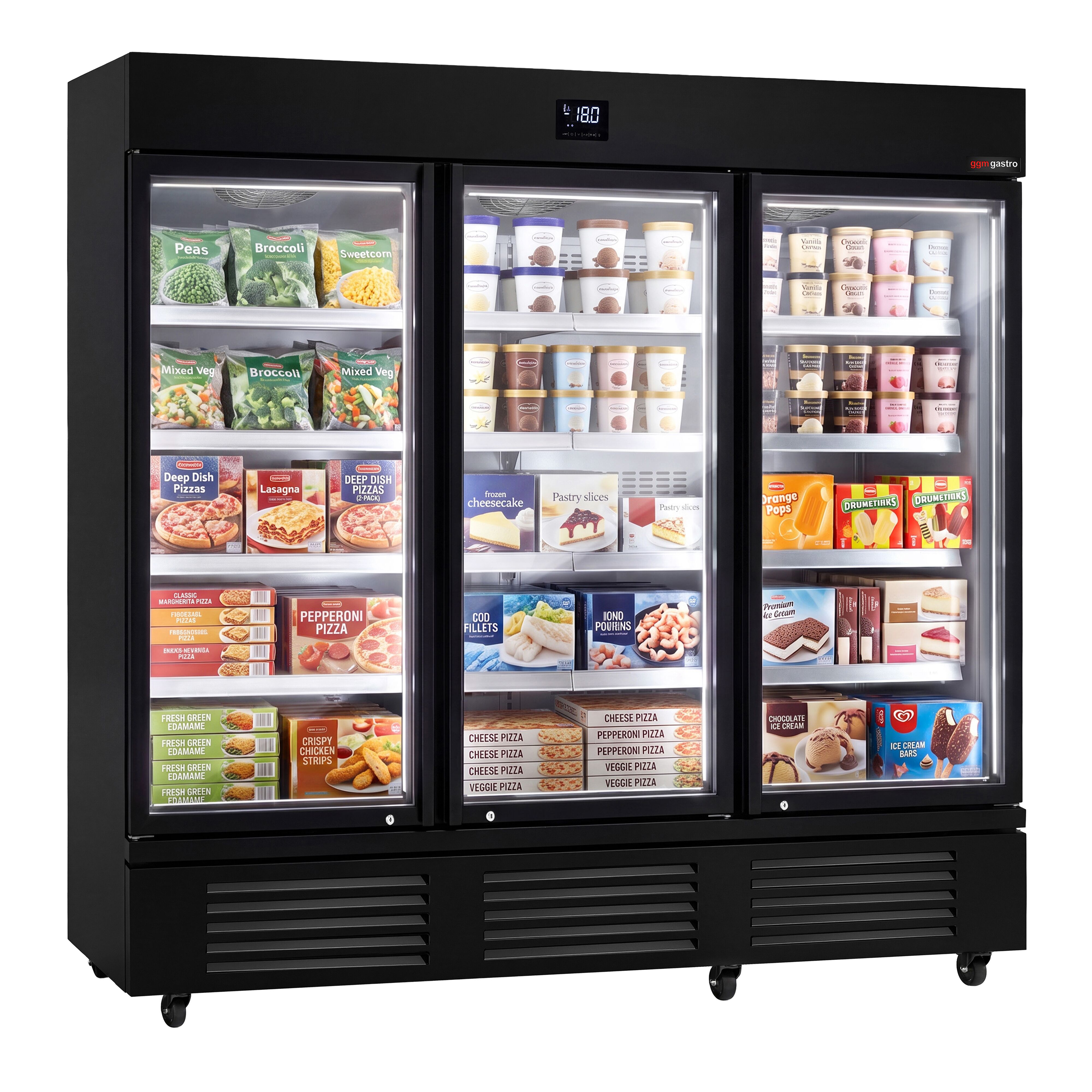 Wall-mounted deep-freeze cabinet – 2081mm – with 8 shelves – with triple glazing