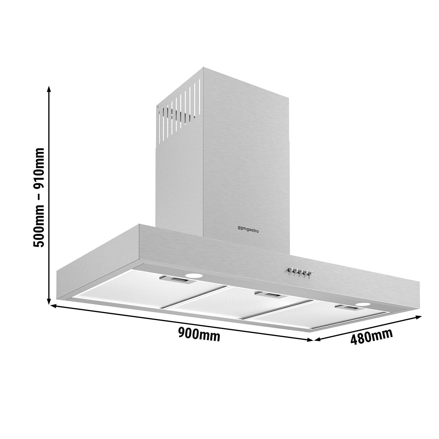Commercial Recirculating Extraction Hood with Motor – 895 mm – Control Unit, Filter and Light – Compatible with GHF5