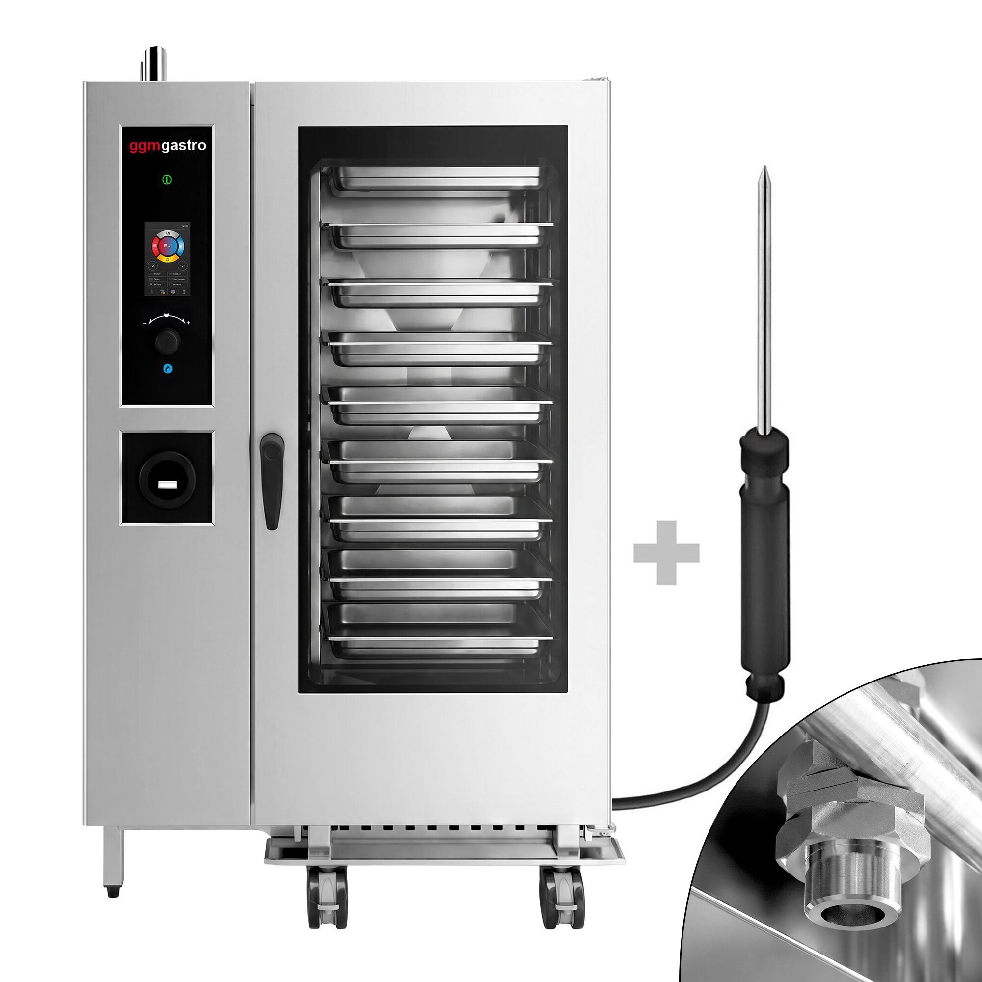 Commercial Gas Combi Oven – Touch Control – 40 × GN 1/1 – with Automatic Cleaning System, Core Temperature Probe, Boiler, Rack