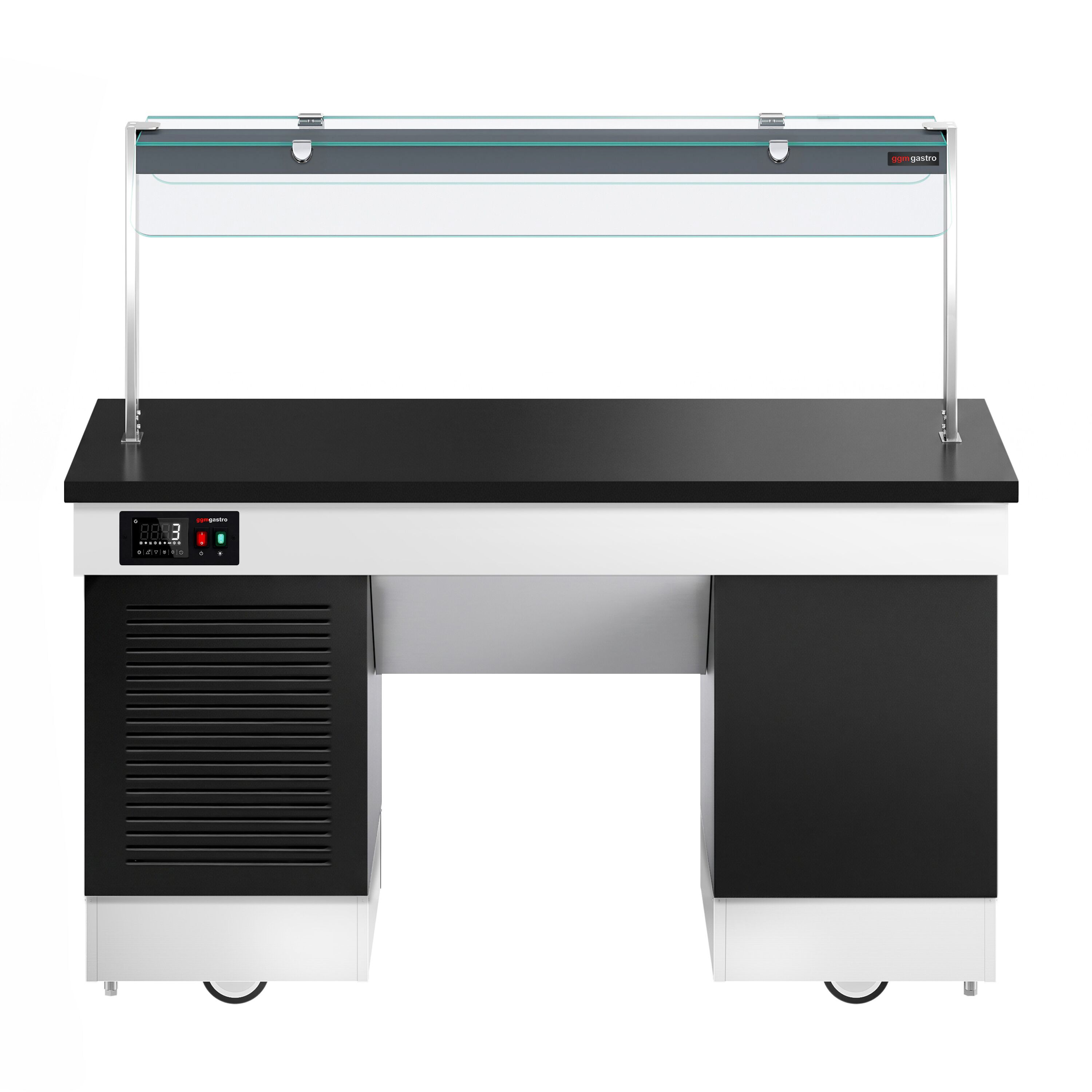Cold buffet counter – with cooling plate – 1670 mm – for 4x GN 1/1 – incl. castors