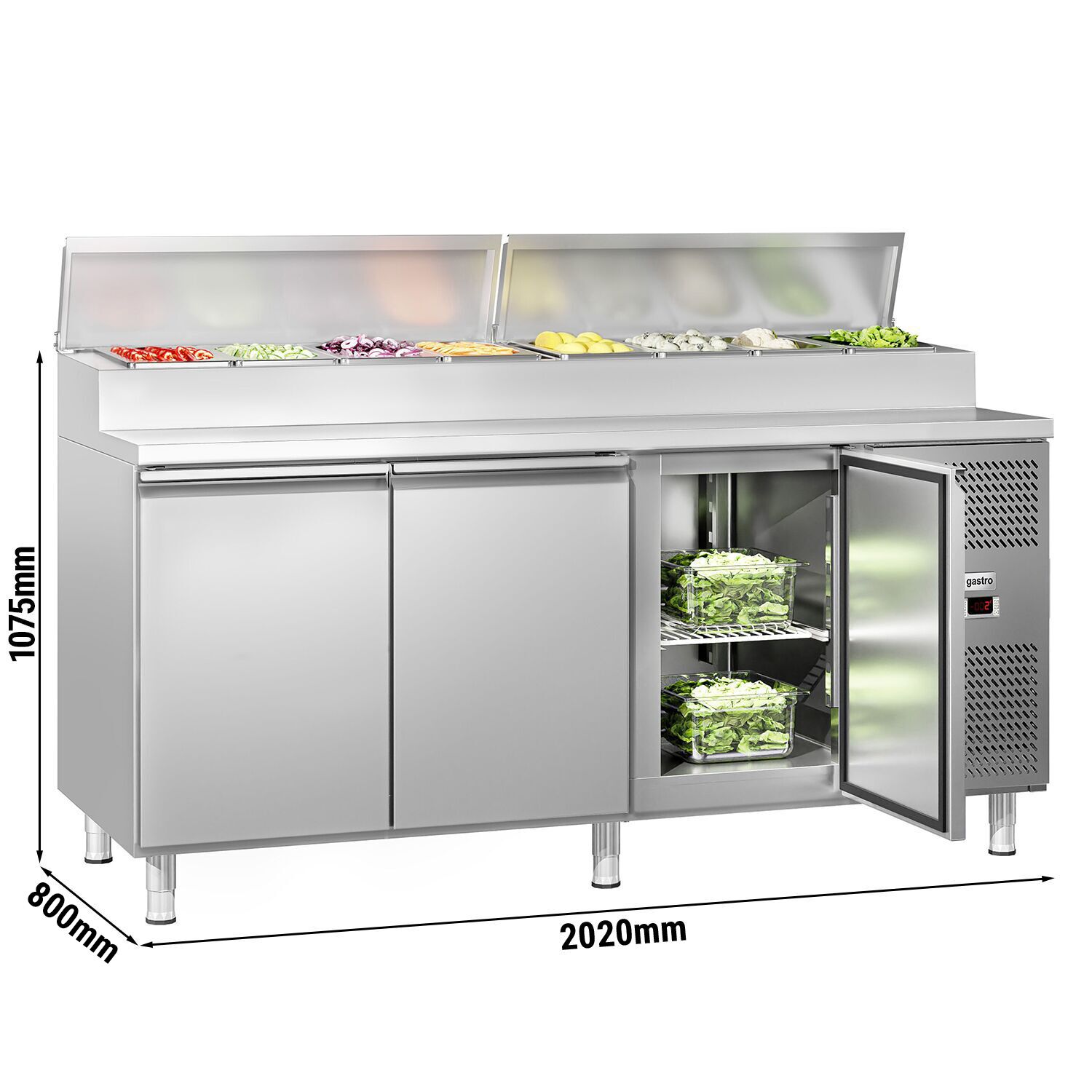 Commercial Prep Counter ECO - 2020x800mm - 3 Doors - for 10x GN 1/3