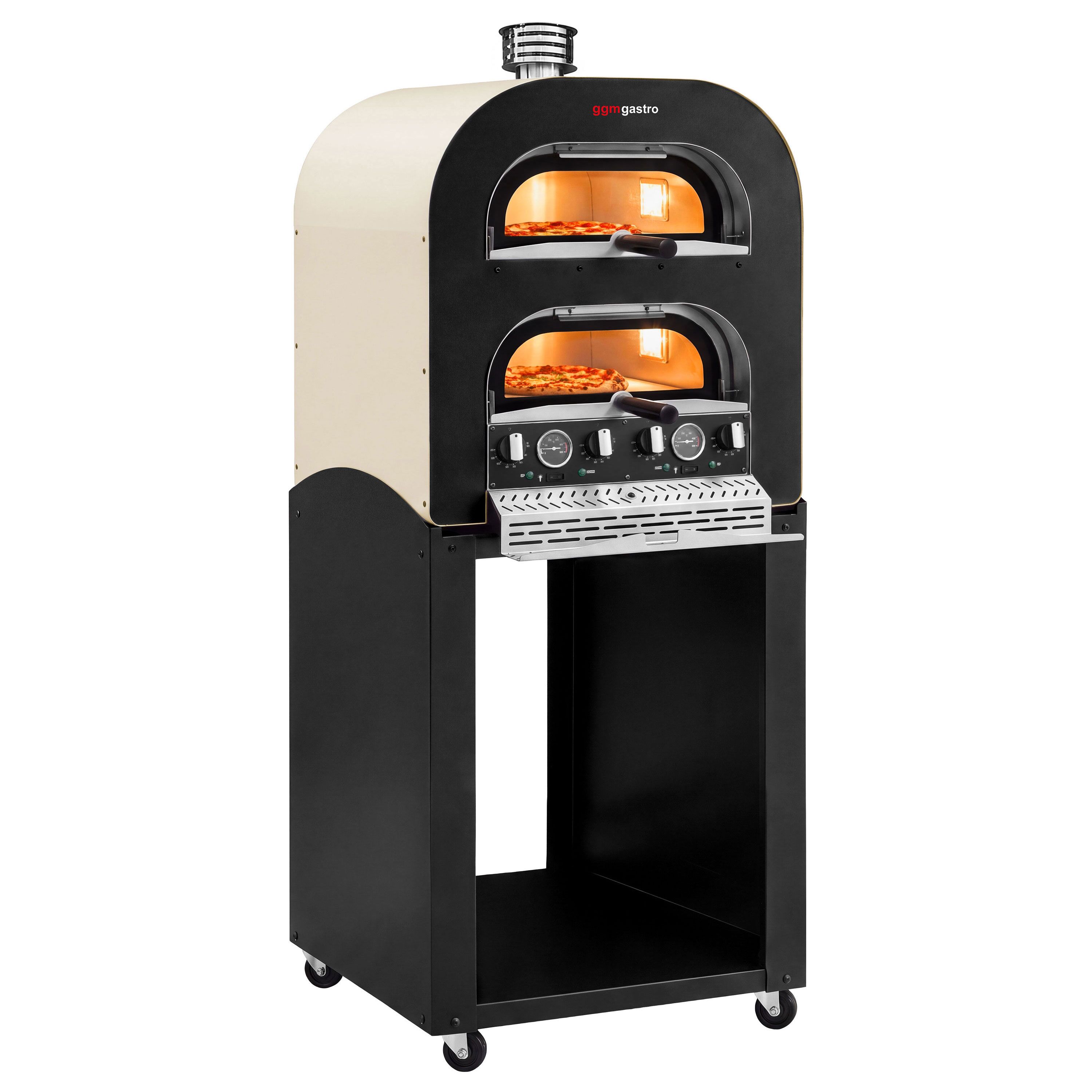 Forno elettrico per pizza - 1+1 x 40 cm - Manuale - con cappa di ventilazione - 7 kW - Bianco