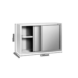 Edelstahl Wandhängeschrank PREMIUM - 1200x400mm - mit Schiebetür - 800mm hoch