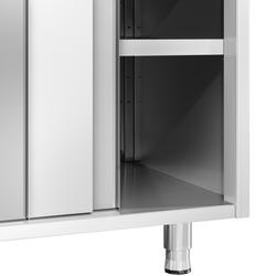 Edelstahl Arbeitsschrank PREMIUM - 1200x600mm - mit Schiebetür ohne Aufkantung
