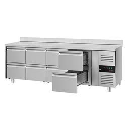 Kühltisch ECO - 2230x700mm - mit 8 Schubladen & mit Aufkantung