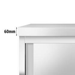 Edelstahl Arbeitsschrank PREMIUM - 1200x600mm - mit Schiebetür ohne Aufkantung