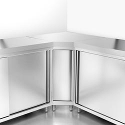 Edelstahl Arbeitsschrank PREMIUM - 1200x600mm - mit Schiebetür ohne Aufkantung