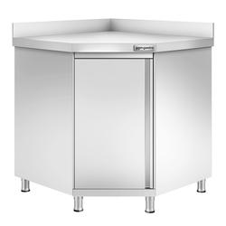Edelstahl Eckarbeitsschrank PREMIUM mit Flügeltür & Aufkantung 1000x700mm