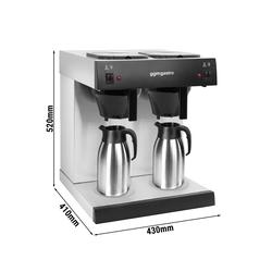 Filterkaffeemaschine - 2x 2 Liter Tank - 3,3kW - mit 2 Warmhalteplatten - inkl. 2 Isolierkannen á 2 Liter