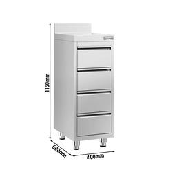 Schubladenschrank PREMIUM - mit 4 Schubladen & Aufkantung - 400x600mm