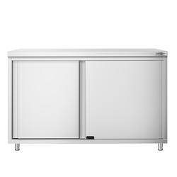 Edelstahl Arbeitsschrank PREMIUM - 1200x600mm - mit Schiebetür ohne Aufkantung