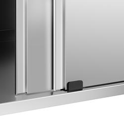Edelstahl Arbeitsschrank PREMIUM - 1200x600mm - mit Schiebetür ohne Aufkantung