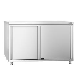 Edelstahl Arbeitsschrank PREMIUM - 1200x600mm - mit Schiebetür ohne Aufkantung