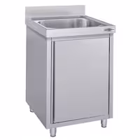 Sudoper s ormarićem ECO - inox - 600 x 600 mm - s 1 koritom - korito sredina