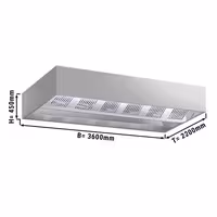 Plafond afzuigkap - B3600mm - zonder motor - met filter - met inductietoevoer