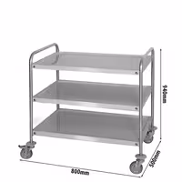 Kolica za posluživanje - 800x500 mm - s 3 polica - 40 kg po polici