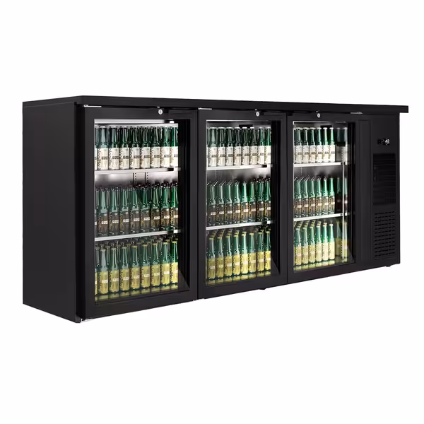 Rashladni pult za pića PREMIUM PLUS - 1989x512 mm - 469 l - 3 staklena vrata, LED osvjetljenje & digitalno upravljanje - crna