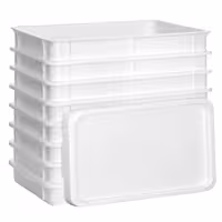 Kutija za tijesto za pizzu-set - 8 kutija i 1 poklopac - EN 600x400 - Visina: 75 mm - polipropilen - bijela