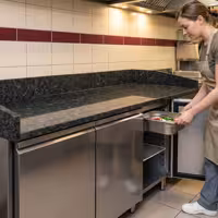 Commercial Pizza Prep Counter - Granite Top PREMIUM - 2025x800mm - with 3 doors