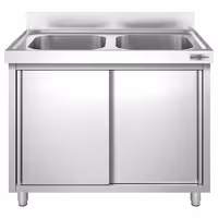 Sudoper s ormarićem PREMIUM - inox - 1200 x 700 mm - sa 2 korita - korita sredina