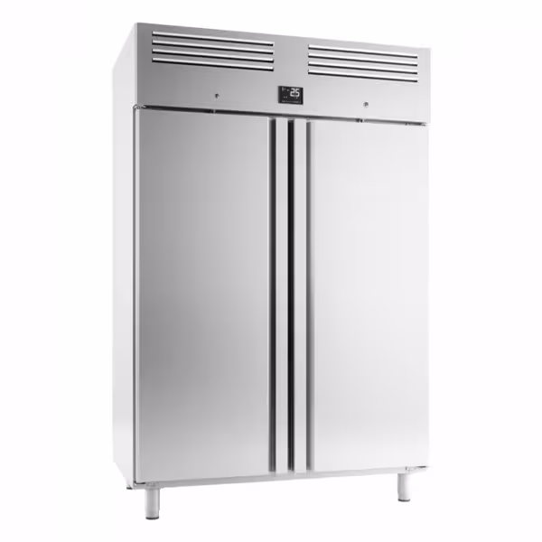 Szafa chłodnicza na ryby ze stali nierdzewnej PREMIUM - EN 600x400 - 1240L - 1385x794mm - 2 drzwi - chłodzenie wentylowane; LED