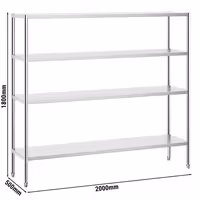 رفوف ستانلس ستيل PREMIUM - 2000x490mm - عمق: 500 mm - 4 رفوف (قابلة للتعديل) - الحمولة: 320 kg