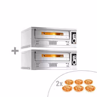 (2 pcs) Gas Deck Pizza Oven - Twin Deck - Refractory Stone Deck - 6+6 - Ø 33cm (13") - 230V Single Phase - Mechanical Controls - up to 370°C