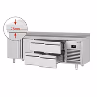 Commercial Counter Fridge PREMIUM PLUS - 2452x700mm - with 2 doors - 4 drawers (1/2 GN) - with upstand - capacity 625 litres