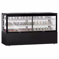 Kyldisk MADRID - självbetjäning - 710 l - 2 000 mm - dubbelglas - glas runtom - med 2 hyllplan - inkl. nattgardin - svart matt - för SE