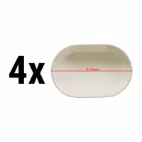 (4 adet) TEOS - Sunum Tabağı Oval Düz - Porselen, 360x165mm, Krem