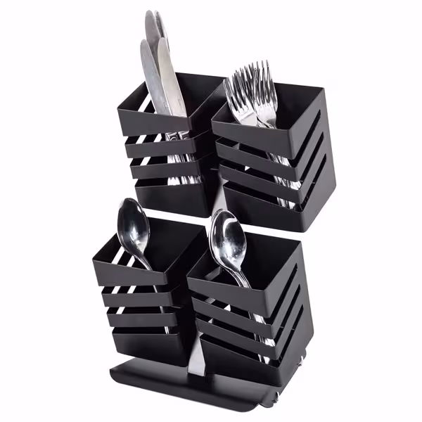 Cutlery Tray - Stainless steel - with 4 compartments - Black