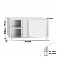 Armário de Trabalho em Aço Inoxidável ECO - 1600x700mm - com portas de correr