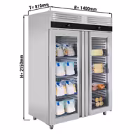 Szafa chłodniczo-mroźnicza PREMIUM – GN 2/1 – 1400 L – z 2 drzwiami szklanymi