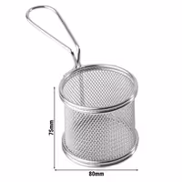 (6 Stück) Servier Frittierkorb - SNACKHOLDER - Edelstahl - Ø 80mm - Silber