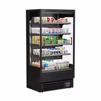 Commercial multideck display fridge - 1002mm - 440L - with 2 sliding glass doors & 4 shelves - Black