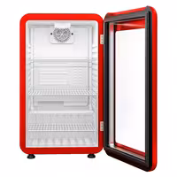Commercial Mini Bar Refrigerator - 495mm - 113L - with 1 glass door & reversible hinges - Red - Double-glazed glass door