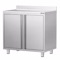 Armário de trabalho - para máquina de café - 1000x600mm - com 2 portas de batente - com aba traseira 100mm