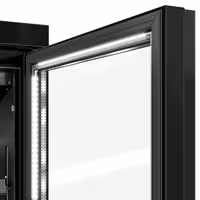 Commercial multideck display freezer - 1260mm - 991L - with 2 double‑glazed hinged glass doors & 5 shelves - Black
