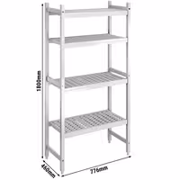 وحدة رفوف ألمنيوم - بداية - 776x1800mm - عمق: 460 mm - 4 رفوف - الحمولة: 600 kg
