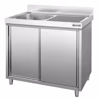 Sudoper s ormarićem PREMIUM - inox - 1000 x 700 mm - s 1 koritom - korito lijevo