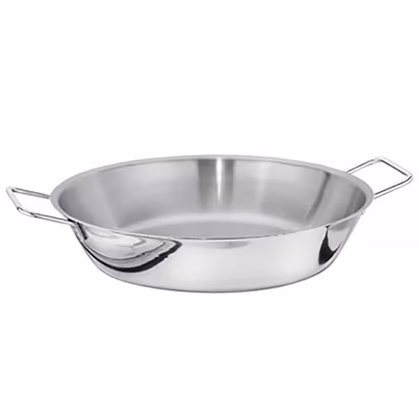 Paellapan - RVS - 10 liter - Ø 400mm - hoogte: 80mm - geschikt voor alle warmtebronnen (incl. inductie)
