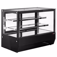 Countertop display fridge - 120L - 700mm - Double glazing - square - with 2 glass shelves - rear sliding glass doors - Black