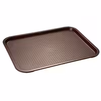 (6 pcs) FAST FOOD Tray - FAST FOOD - Polypropylene - 410x305mm - Height: 25mm - Brown - non-slip surface