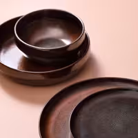 (4 adet) BAMA COPPER - Düz Tabak Yuvarlak Düz - Steinzeug, Ø270mm, Bakır