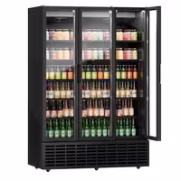 Commercial Beverage Display Fridge - 1500mm - 1500 Litres - with 3 hinged glass doors - LED lighting - Black - Temperature range 1 to 9 °C