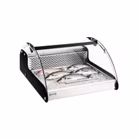 Countertop refrigerated display case - 118L - 695mm - Double glazing - round - 1 folding glass door - for fresh fish